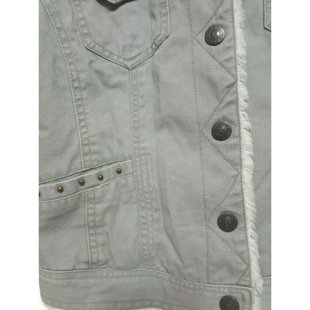 Arizona Jean Company Premium Denim Jacket Kids Youth Green Corduroy Sz M 10-12